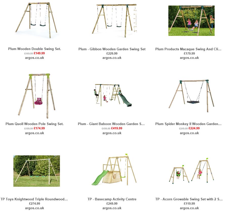 Cheap Wooden Swing Sets 2, Argos UK